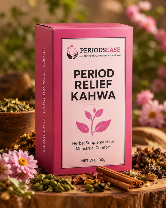 PeriodsEase Herbal Period Relief Kahwa خواتین کے ماہواری کے دنوں میں آرام اور سکون کے لیے ہربل قہوہ